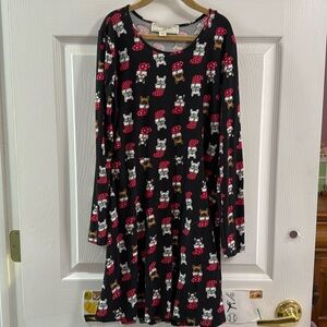 French bulldog Christmas long sleeve dress